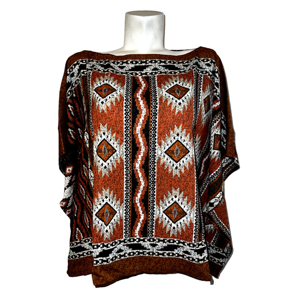 New LIVE 4 TRUTH Top Women's Size XL Brown Black Aztec Print Boho Tunic Blouse - Picture 1 of 6